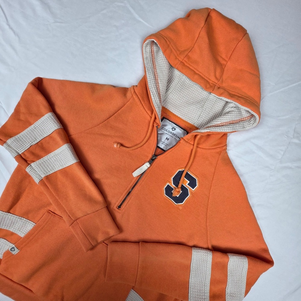 Colosseum Womens Syracuse University Orange Quarter Zip Hoodie Sweatshirt Medium